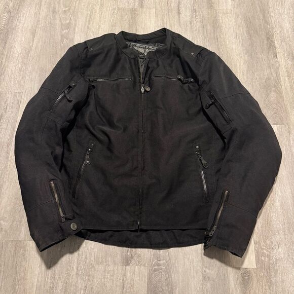 Street and Steel Armored Padded Motorcycle Jacket Size Large Black Zip Pockets - Picture 1 of 7